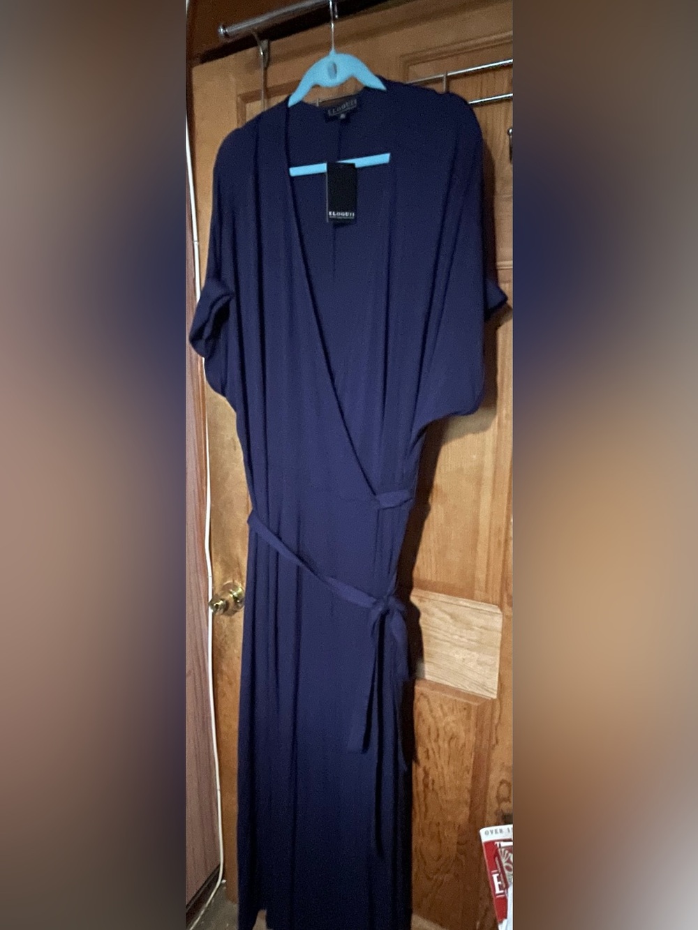 NWT ELOQUII Navy Blue Wrap Maxi Dress - Size 24